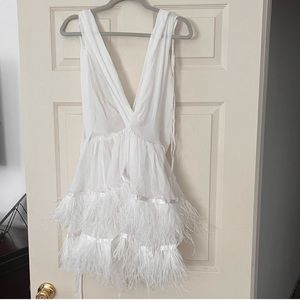 Dana Foley White Feather Dress